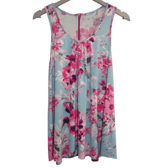 P.S. Kate Floral Tank Top Back Zip Sz L - Picture 1 of 4